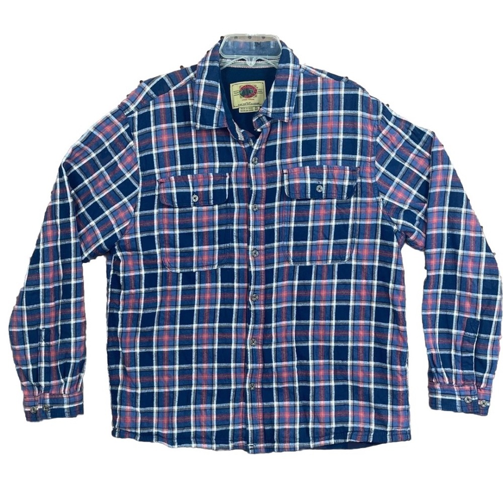 BOSTON TRADERS fleece lined plaid flannel shirt jacket XL Luxury VTG 100‎ cotton